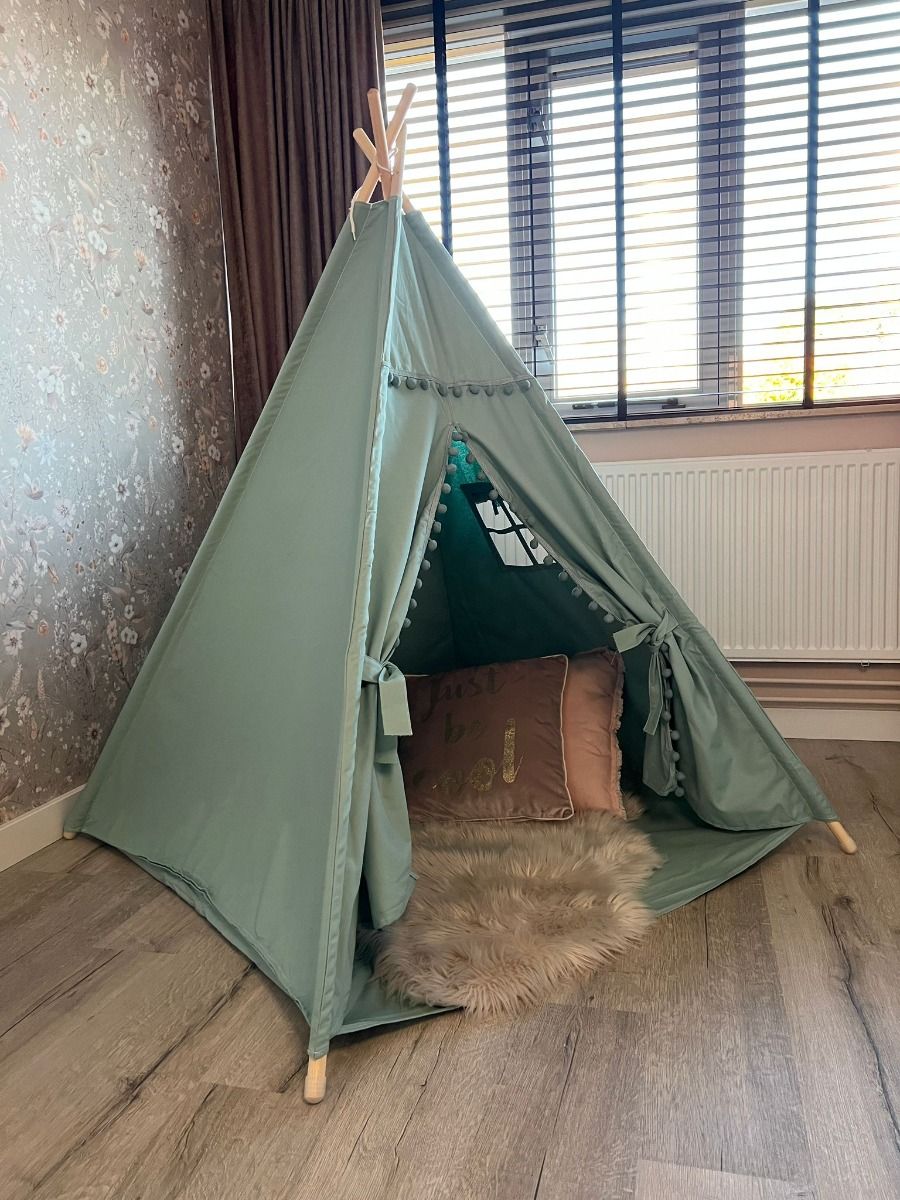 Subtropisch Mineraalwater financieel Prachtige groene Tipi tent 100% katoen - Buitenplezier-online.nl