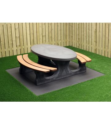 Picknicktafel ovaal Deluxe antraciet-beton