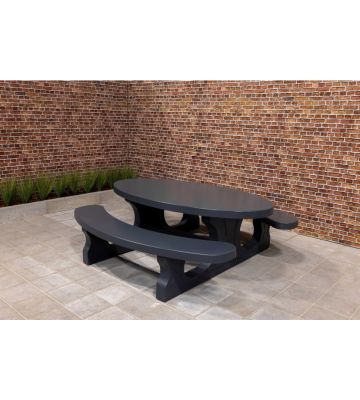 Picknicktafel beton standaard ovaal antraciet