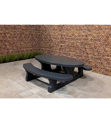 Picknicktafel beton standaard ovaal antraciet