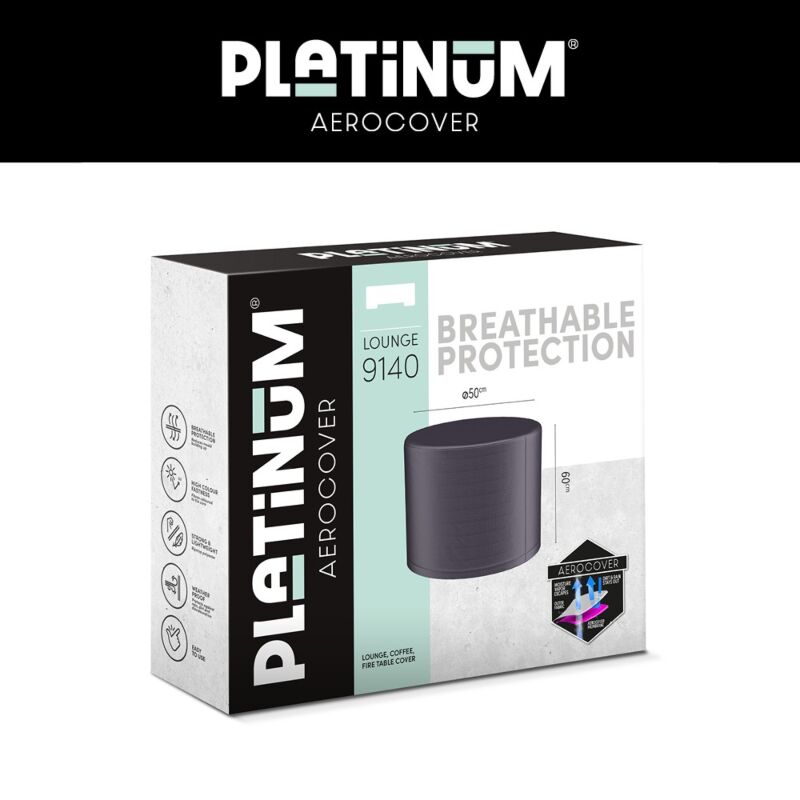 Platinum AeroCover lounge-, koffie-, vuurtafelhoes. Ademende hoes voor lounge-, koffie- en vuurtafels Ø50xH60cm.