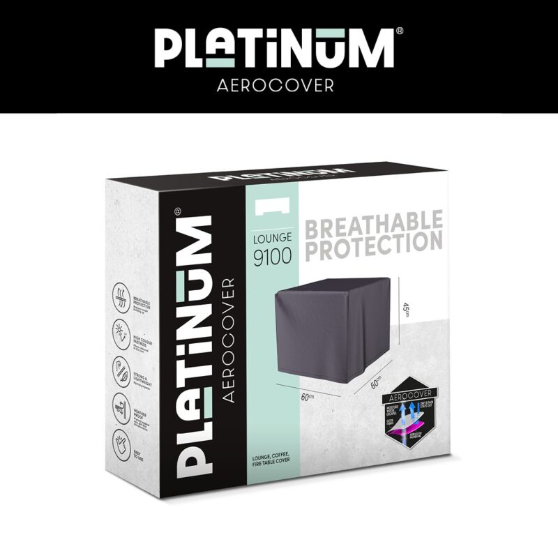 Platinum AeroCover lounge-, koffie-, vuurtafelhoes. Ademende hoes voor lounge-, koffie- en vuurtafels 60x60xH45cm.