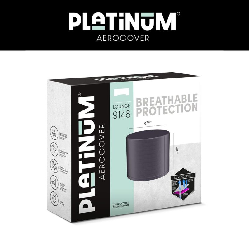 Platinum AeroCover lounge-, koffie-, vuurtafelhoes. Ademende hoes voor lounge-, koffie- en vuurtafels Ø77xH40cm.