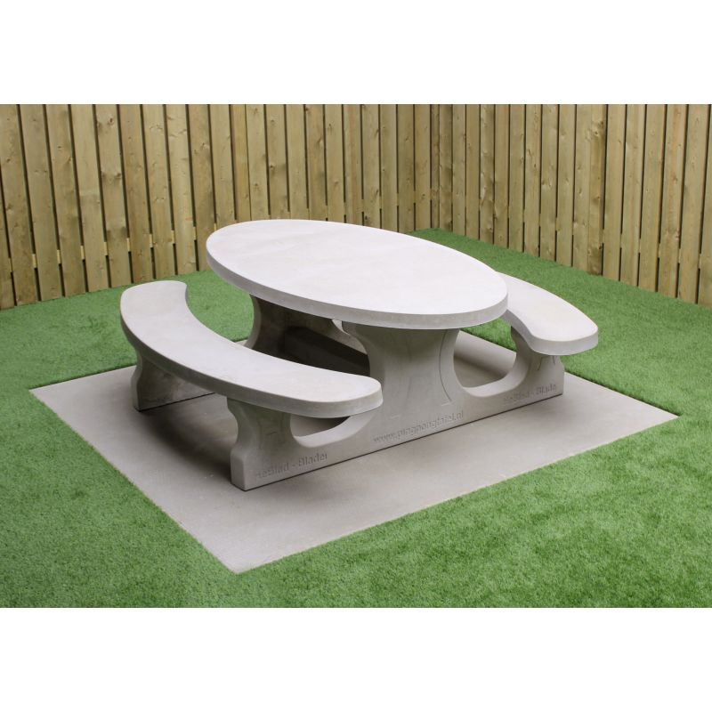 Picknicktafel beton standaard ovaal