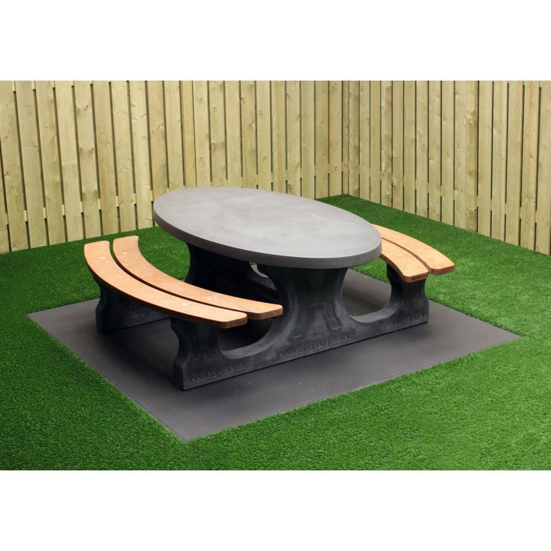 Picknicktafel ovaal Deluxe antraciet-beton