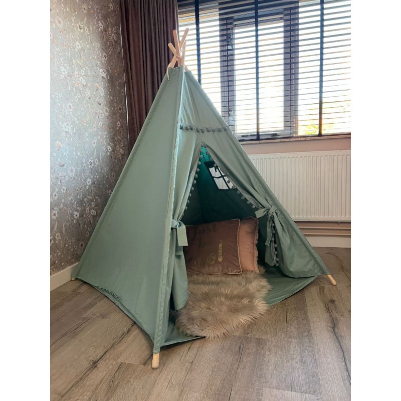 emotioneel gewoon Verwachting Prachtige groene Tipi tent 100% katoen - Buitenplezier-online.nl