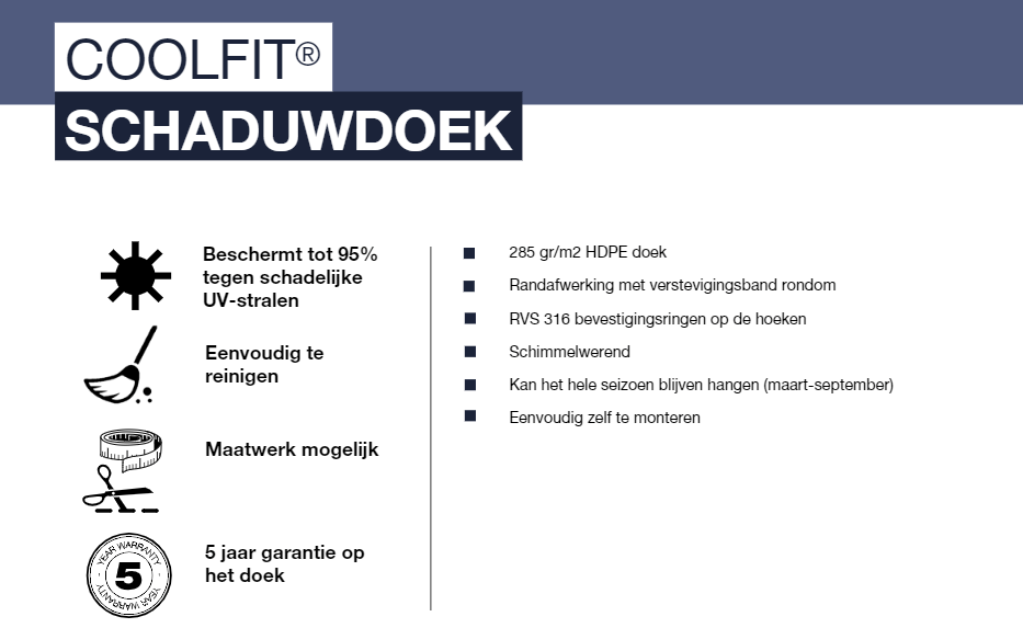 Kenmerken schaduwdoek